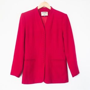 Kasper for ASL | Vintage 80's Red Long Sleeve Faux Button Down Blazer | Size 4